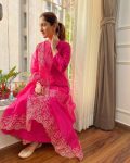 DESIGNER CHANDERI EMBROIDERY WORK TOP BOTTOM WITH DUPATTA FESTIVE WEAR WHOLESALE PRICE ETHNIC GARMENT (2)