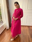 DESIGNER CHANDERI EMBROIDERY WORK TOP BOTTOM WITH DUPATTA  PINK