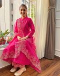DESIGNER CHANDERI EMBROIDERY WORK TOP BOTTOM WITH DUPATTA FESTIVE WEAR WHOLESALE PRICE ETHNIC GARMENT (2)