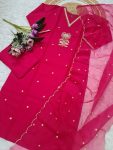 DESIGNER CHANDERI SILK EMBROIDERY SEQUENCE CODING WORK TOP BOTTOM WITH DUPATTA PARTY WEAR WHOLESALE PRICE ETHNIC GARMENT (7)