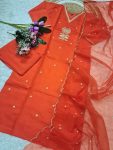 DESIGNER CHANDERI SILK EMBROIDERY SEQUENCE CODING WORK TOP BOTTOM WITH DUPATTA PARTY WEAR WHOLESALE PRICE ETHNIC GARMENT (5)