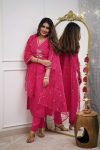 DESIGNER CHANDERI SILK EMBROIDERY SEQUENCE CODING WORK TOP BOTTOM WITH DUPATTA PARTY WEAR WHOLESALE PRICE ETHNIC GARMENT (7)