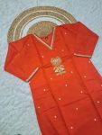 DESIGNER CHANDERI SILK EMBROIDERY SEQUENCE CODING WORK TOP BOTTOM WITH DUPATTA PARTY WEAR WHOLESALE PRICE ETHNIC GARMENT (5)