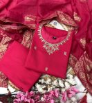 DESIGNER CHANDERI SILK EMBROIDERY WORK TOP BOTTOM WITH DUPATTA PARTY WEAR WHOLESALE PRICE ETHNIC GARMENT (3)
