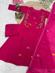 DESIGNER CHANDERI SILK EMBROIDERY WORK TOP BOTTOM WITH DUPATTA PARTY WEAR WHOLESALE PRICE ETHNIC GARMENT (3)