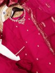 DESIGNER CHANDERI SILK EMBROIDERY WORK TOP BOTTOM WITH DUPATTA PARTY WEAR WHOLESALE PRICE ETHNIC GARMENT (3)