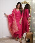 DESIGNER CHANDERI SILK EMBROIDERY WORK TOP BOTTOM WITH DUPATTA RANI