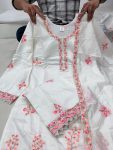 DESIGNER CHANDERI SILK MULTI THREAD EMBROIDERY WORK TOP PALAZZO WITH DUPATTA PARTY WEAR WHOLESALE PRICE ETHNIC GARMENT (4)