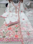 DESIGNER CHANDERI SILK MULTI THREAD EMBROIDERY WORK TOP PALAZZO WITH DUPATTA PARTY WEAR WHOLESALE PRICE ETHNIC GARMENT (4)
