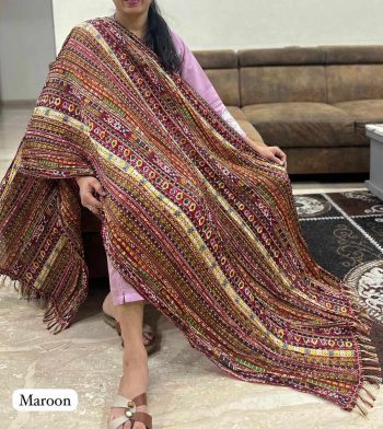 FANCY CHINON CRUSH PRINTED JHALAR LACE WORK ONLY DUPATTA MAROON