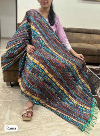 FANCY CHINON CRUSH PRINTED JHALAR LACE WORK ONLY DUPATTA RAMA