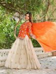 DESIGNER CHINON EMBROIDERY CODING SEQUENCE AND THREAD WORK TOP LEHENGA WITH DUPATTA PARTY WEAR WHOLESALE PRICE ETHNIC GARMENT (5)