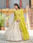 DESIGNER CHINON EMBROIDERY CODING SEQUENCE AND THREAD WORK TOP LEHENGA WITH DUPATTA PARTY WEAR WHOLESALE PRICE ETHNIC GARMENT (6)