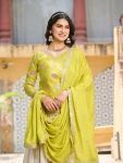DESIGNER CHINON EMBROIDERY CODING SEQUENCE AND THREAD WORK TOP LEHENGA WITH DUPATTA PARTY WEAR WHOLESALE PRICE ETHNIC GARMENT (6)