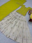 DESIGNER CHINON EMBROIDERY CODING SEQUENCE AND THREAD WORK TOP LEHENGA WITH DUPATTA PARTY WEAR WHOLESALE PRICE ETHNIC GARMENT (6)