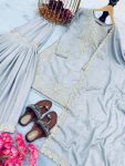 DESIGNER CHINON EMBROIDERY SEQUENCE WITH MOTI LATKAN WORK TOP SHARARA WITH DUPATTA FESTIVE WEAR WHOLESALE PRICE ETHNIC GARMENT (6)