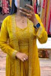 DESIGNER CHINON EMBROIDERY SEQUENCE WORK DRAPE SKIRT BLOUSE WITH SHRUG PARTY WEAR WHOLESALE PRICE ETHNIC GARMENT (6)