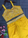 DESIGNER CHINON EMBROIDERY SEQUENCE WORK DRAPE SKIRT BLOUSE WITH SHRUG PARTY WEAR WHOLESALE PRICE ETHNIC GARMENT (6)