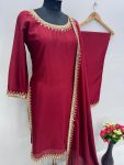 DESIGNER CHINON EMBROIDERY SEQUENCE WORK TOP BOTTOM WITH DUPATTA FESTIVE WEAR WHOLESALE PRICE ETHNIC GARMENT (3)