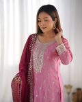 DESIGNER CHINON EMBROIDERY SEQUENCE WORK TOP PALAZZO WITH DUPATTA PARTY WEAR WHOLESALE PRICE ETHNIC GARMENT (3)