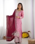 DESIGNER CHINON EMBROIDERY SEQUENCE WORK TOP PALAZZO WITH DUPATTA PARTY WEAR WHOLESALE PRICE ETHNIC GARMENT (3)