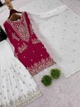 DESIGNER CHINON EMBROIDERY SEQUENCE WORK TOP SHARARA WITH DUPATTA FESTIVE WEAR WHOLESALE PRICE ETHNIC GARMENT (3)