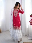 DESIGNER CHINON EMBROIDERY SEQUENCE WORK TOP SHARARA WITH DUPATTA FESTIVE WEAR WHOLESALE PRICE ETHNIC GARMENT (3)