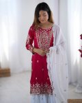 DESIGNER CHINON EMBROIDERY SEQUENCE WORK TOP SHARARA WITH DUPATTA FESTIVE WEAR WHOLESALE PRICE ETHNIC GARMENT (3)