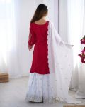 DESIGNER CHINON EMBROIDERY SEQUENCE WORK TOP SHARARA WITH DUPATTA FESTIVE WEAR WHOLESALE PRICE ETHNIC GARMENT (3)