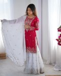 DESIGNER CHINON EMBROIDERY SEQUENCE WORK TOP SHARARA WITH DUPATTA FESTIVE WEAR WHOLESALE PRICE ETHNIC GARMENT (3)