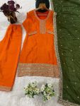 DESIGNER CHINON EMBROIDERY THREAD SEQUENCE WORK TOP BOTTOM WITH DUPATTA PARTY WEAR WHOLESALE PRICE ETHNIC GARMENT (5)