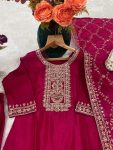 DESIGNER CHINON EMBROIDERY THREAD SEQUENCE WORK TOP BOTTOM WITH DUPATTA PARTY WEAR WHOLESALE PRICE ETHNIC GARMENT (4)