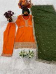 DESIGNER CHINON EMBROIDERY THREAD SEQUENCE WORK TOP BOTTOM WITH DUPATTA PARTY WEAR WHOLESALE PRICE ETHNIC GARMENT (5)