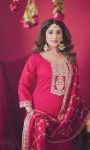 DESIGNER CHINON EMBROIDERY THREAD SEQUENCE WORK TOP BOTTOM WITH DUPATTA PARTY WEAR WHOLESALE PRICE ETHNIC GARMENT (4)