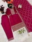 DESIGNER CHINON EMBROIDERY THREAD SEQUENCE WORK TOP BOTTOM WITH DUPATTA PARTY WEAR WHOLESALE PRICE ETHNIC GARMENT (4)