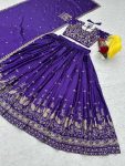 DESIGNER CHINON EMBROIDERY THREAD WORK LEHENGA CHOLI WITH DUPATTA WEDDING WEAR WHOLESALE PRICE ETHNIC GARMENT (4)