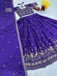 DESIGNER CHINON EMBROIDERY THREAD WORK LEHENGA CHOLI WITH DUPATTA WEDDING WEAR WHOLESALE PRICE ETHNIC GARMENT (4)