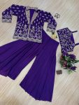 DESIGNER CHINON EMBROIDERY WORK BLOUSE KOTI WITH PALAZZO PARTY WEAR WHOLESALE PRICE ETHNIC GARMENT (5)