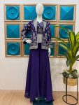 DESIGNER CHINON EMBROIDERY WORK BLOUSE KOTI WITH PALAZZO PARTY WEAR WHOLESALE PRICE ETHNIC GARMENT (5)