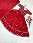 DESIGNER CHINON EMBROIDERY WORK GOWN WITH DUPATTA PARTY WEAR WHOLESALE PRICE ETHNIC GARMENT (4)