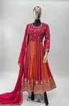DESIGNER CHINON EMBROIDERY WORK GOWN WITH DUPATTA PARTY WEAR WHOLESALE PRICE ETHNIC GARMENT (4)