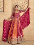 DESIGNER CHINON EMBROIDERY WORK GOWN WITH DUPATTA  RANI