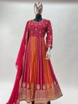 DESIGNER CHINON EMBROIDERY WORK GOWN WITH DUPATTA PARTY WEAR WHOLESALE PRICE ETHNIC GARMENT (4)