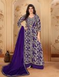 DESIGNER CHINON EMBROIDERY WORK STITCHED BLOUSE JACKET PALAZZO WITH DUPATTA PURPLE