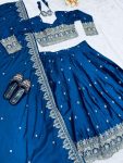DESIGNER CHINON EMBROIDERY ZARI WITH SEQUENCE WORK LEHENGA CHOLI WITH DUPATTA WEDDING WEAR WHOLESALE PRICE ETHNIC GARMENT (3)