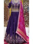 DESIGNER CHINON GOTA PATTI EMBROIDERY WORK LEHENGA CHOLI WITH DUPATTA PURPLE