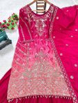 DESIGNER CHINON PRINTED SEQUENCE EMBROIDERY WORK TOP PALAZZO WITH DUPATTA PARTY WEAR WHOLESALE PRICE ETHNIC GARMENT (1)