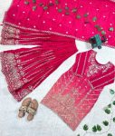DESIGNER CHINON PRINTED SEQUENCE EMBROIDERY WORK TOP PALAZZO WITH DUPATTA PARTY WEAR WHOLESALE PRICE ETHNIC GARMENT (1)