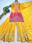 DESIGNER CHINON PRINTED SEQUENCE EMBROIDERY WORK TOP PALAZZO WITH DUPATTA PARTY WEAR WHOLESALE PRICE ETHNIC GARMENT (12)