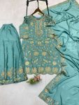 DESIGNER CHINON SEQUENCE EMBROIDERY WORK TOP PALAZZO WITH DUPATTA FESTIVE WEAR WHOLESALE PRICE ETHNIC GARMENT (4)